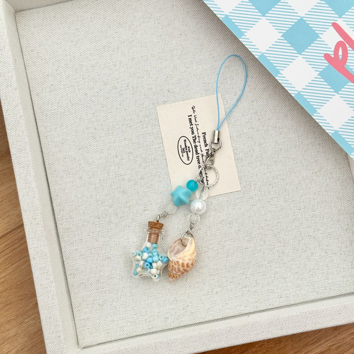 Wholesale drift bottle key chain beaded ins wind mobile phone chain pendant bag pendant