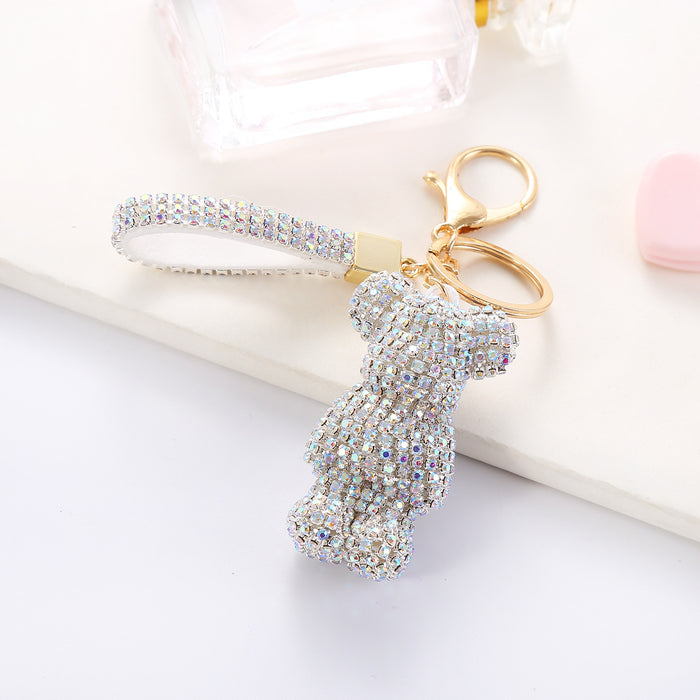 Wholesale Cartoon Rhinestone  Plush Keychain Cute Key Ring