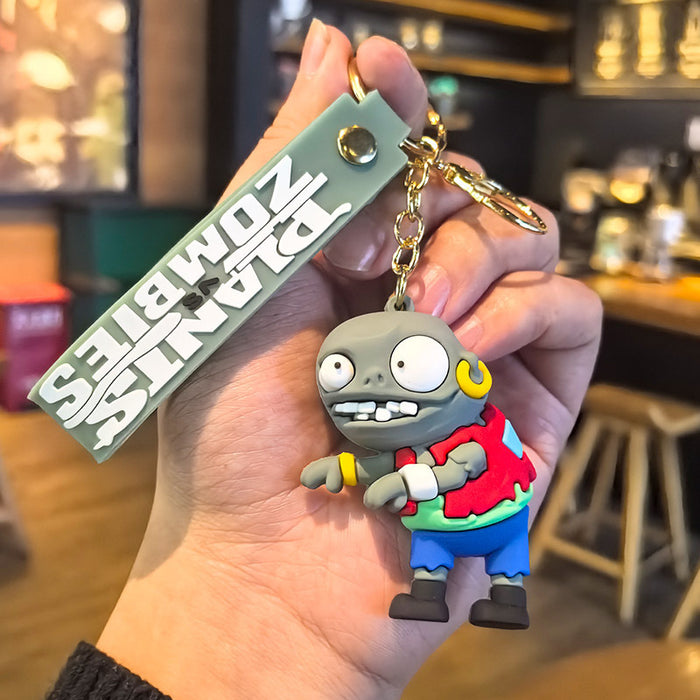 Wholesale Silicone Plant and Zombie Keychain Cute Gift for Kids