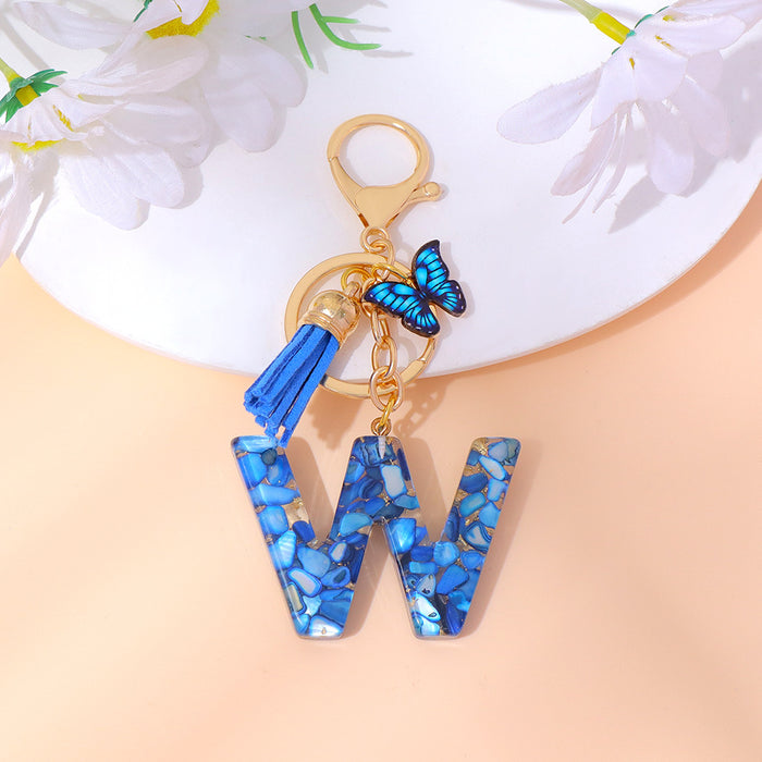 Wholesale Letter Keychain Tassel Butterfly Girl Bag Pendant