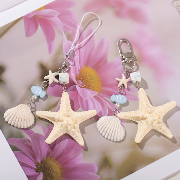 Wholesale Ocean Style Fish Shell Decorative Keychain Pendant Starfish Mobile Phone Pendant