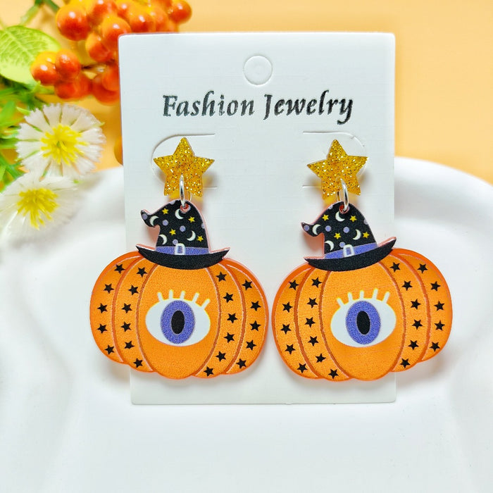 Wholesale Halloween Pumpkin Ghost Style Acrylic Earrings JDC-ES-QiYu003