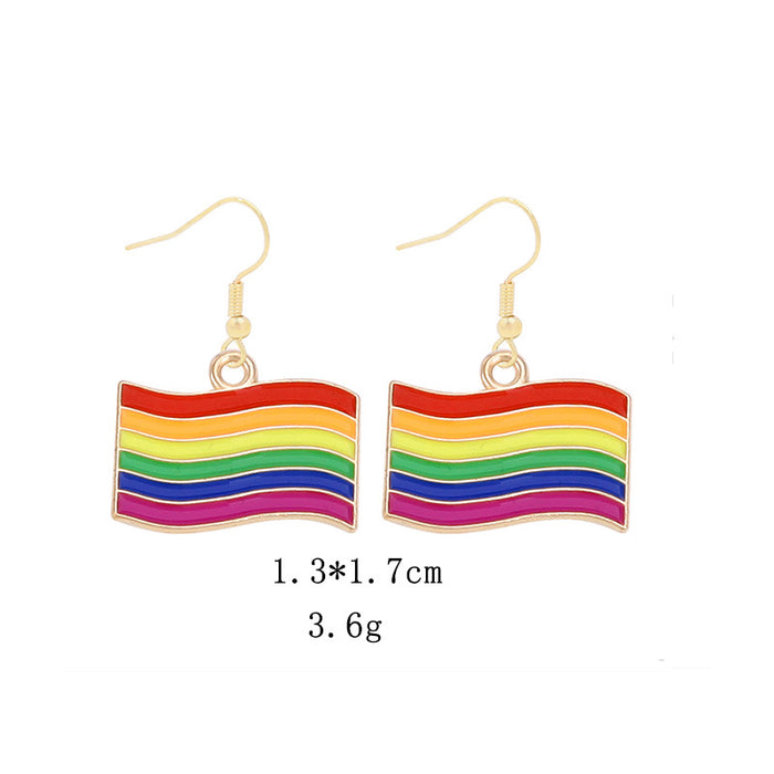 Wholesale 5pcs Rainbow Festival Love Zinc Alloy Valentine's Day Earrings JDC-ES-BingLi001