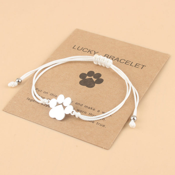 Wholesale Stainless Steel Dog Claw Bracelet Braided Adjustable Wax Line Bracelet Couple Bracelet