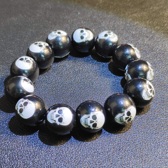 Wholesale Halloween Skull Eyeball Spider Wooden Bracelet JDC-BT-JunJie002