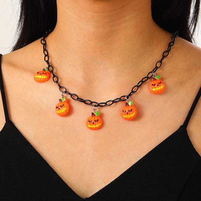 Wholesale Necklace Female Pumpkin Ghost Face Pendant Collarbone Chain Party Jewelry