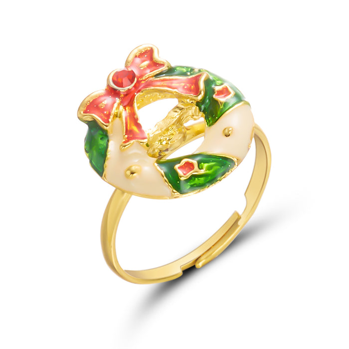 Wholesale Christmas Ring Set Cartoon Christmas Tree,  Old Man,  Elk Pattern Bracelet