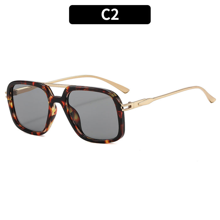 Wholesale Chic Retro Double Bridge Sunglasses for Women UV400 Large Frame Black Gray Sun Protection Fashion Accessory