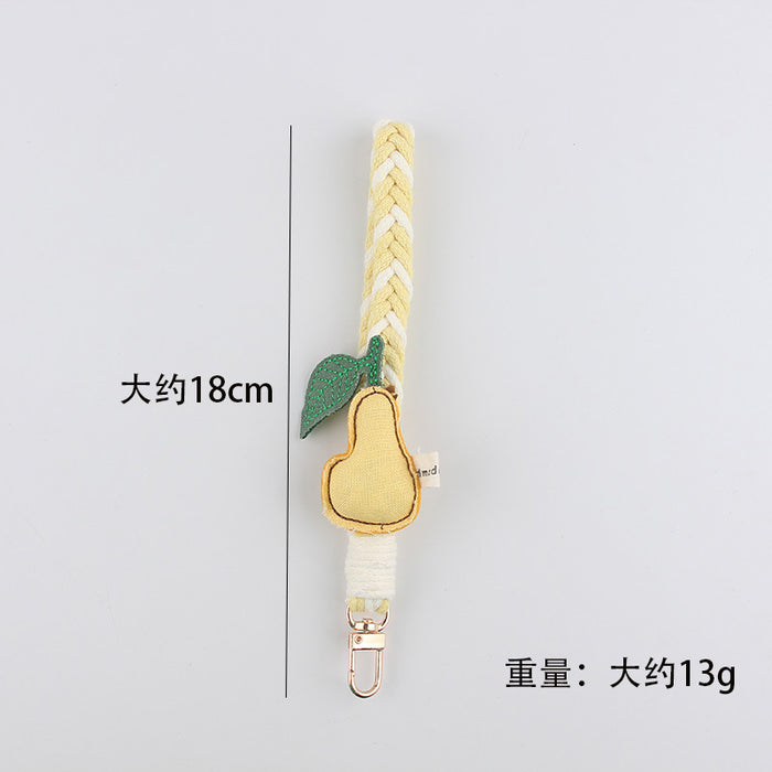 Wholesale Cartoon Fruit Cloth Woven Keychain Mobile Phone Lanyard Water Cup Portable Lanyard Bag Hanging