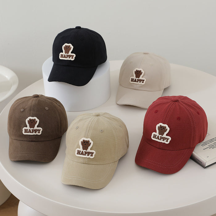 Wholesale Cute Cartoon Kids Baseball Cap Letter Bear Design Sun Hat For Boys Girls