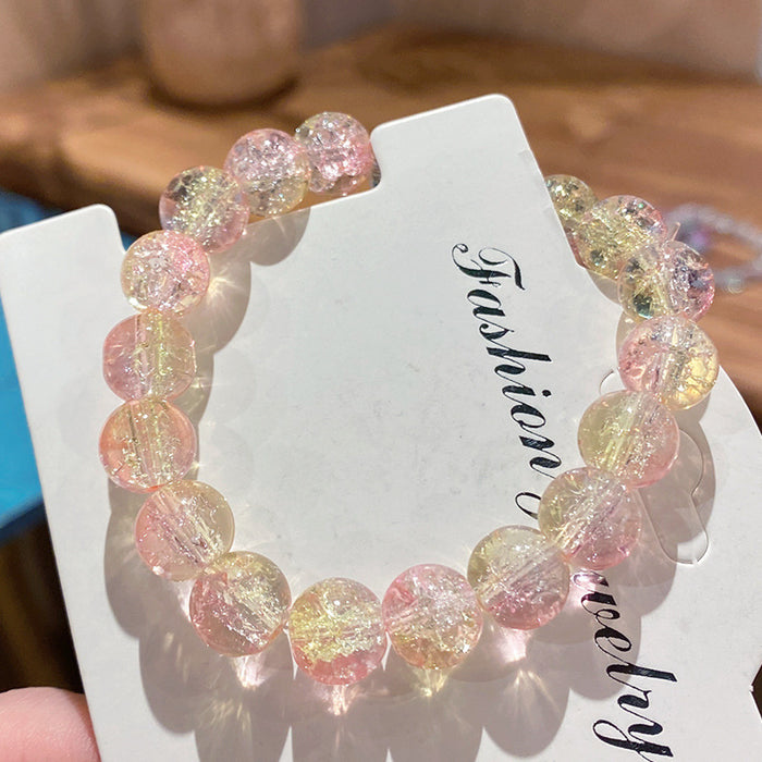 Wholesale Glass Bead Bracelet Ice-Clear Two-Tone Violet Children' s Jewelry Accessory MOQ≥2