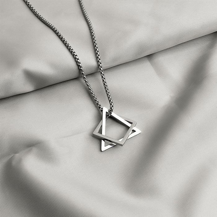 Wholesale Geometric triangle square combination titanium steel hip-hop necklace men's minimalist pendant accessory