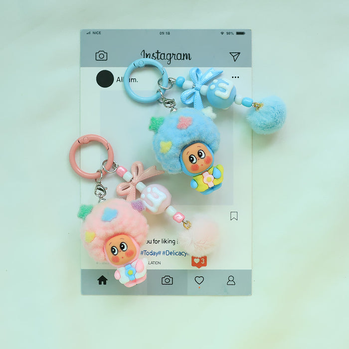 Wholesale Flocked Apple Star Cute Small Pendant Cute Silicone Doll Keychain
