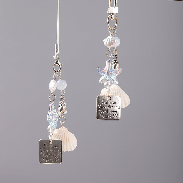 Wholesale Starfish Shell Lanyard Handmade Beaded Keychain  Mobile Phone Chain Pendant