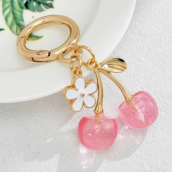 Wholesale Heart Buckle Cherry Keychain Cherry Bag Pendant
