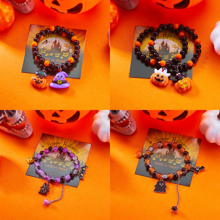 Wholesale Fashion New Halloween Pumpkin Cat Bracelet Ghost Bat Crystal Bracelet