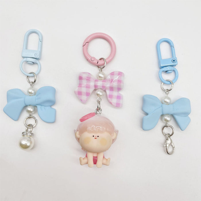 Wholesale Soft Touch Lacquer Bow Keychain Mixed Color Plastic Bag Charm MOQ≥2