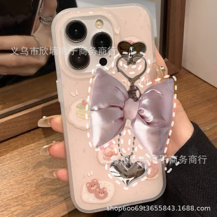 Wholesale Cotton bow heart keychain