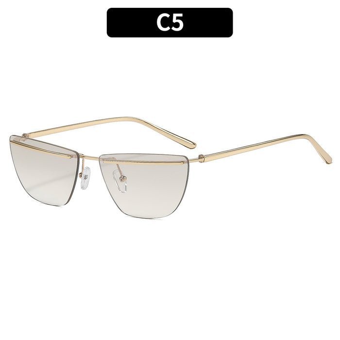 Wholesale Street Style Frameless Metal Sunglasses for Women UV400 Everyday Fashion Accessory