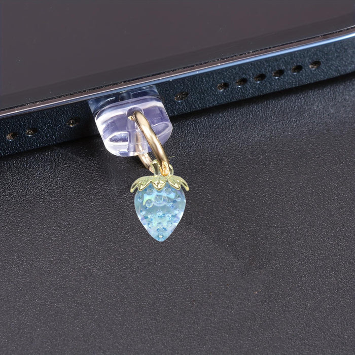 Wholesale Acrylic realistic 3D strawberry pendant dust plug