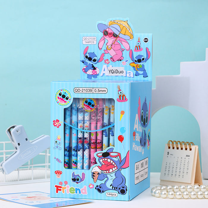 Wholesale New Blue Doll Straight Rod Erasable Neutral Pen Cartoon Pulling Hat Needle Tube Type Water Pen Creative Student Stationery