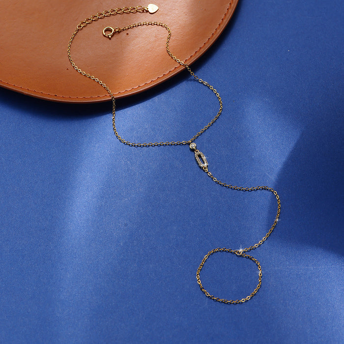 Wholesale New hollowed out geometric finger chain, high-end, niche, light luxury, classic accessory