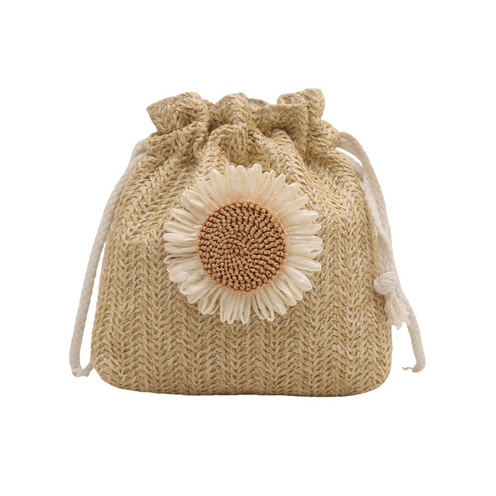 Wholesale Grass woven bag, flower new style, water bucket bag, woven crossbody bag