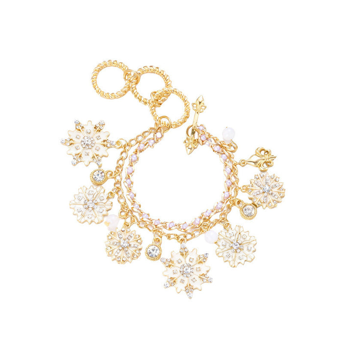 Wholesale Christmas Snowflake Earrings and Bracelet Set Fashion Jewelry Accessory