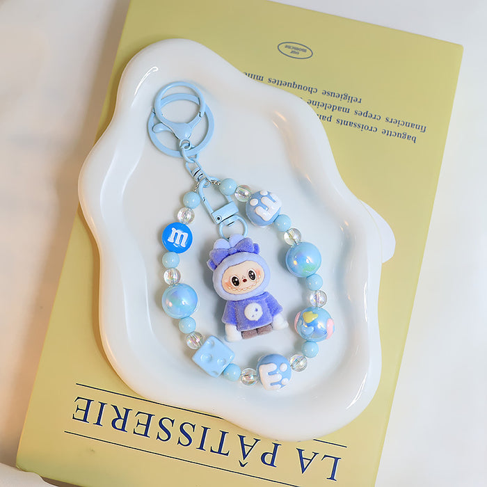 Wholesale Flocking Variable  Keychain Doll Pendant Cute Silicone Cute Blind Box Bag Bead Chain Pendant Accessories