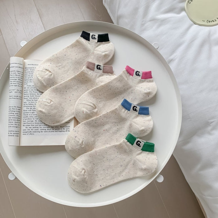 Wholesale New socks made of cotton, sweat absorbing, breathable, labeled with letter fabric, short socks with elasticity