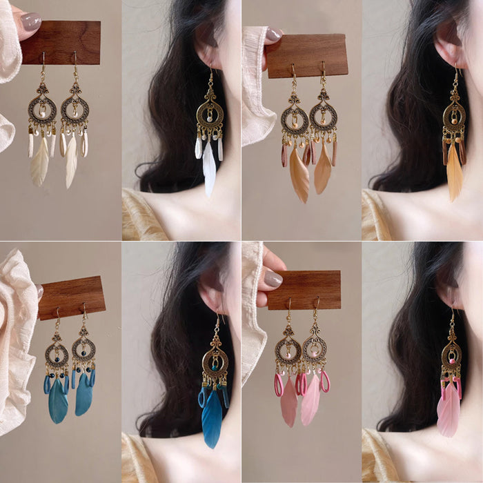 Wholesale Feather earrings, vintage earrings, travel photography earrings