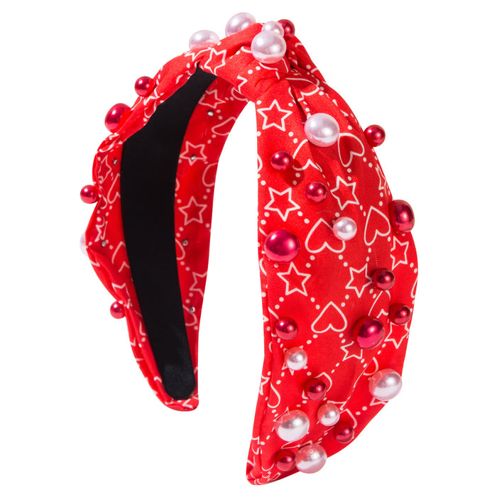 Wholesale Valentine' s Day knotted heart and letter print headband