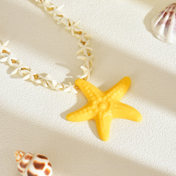 Wholesale Shell Necklace Exaggerated Design Resin Starfish Pendant Jewelry Necklace