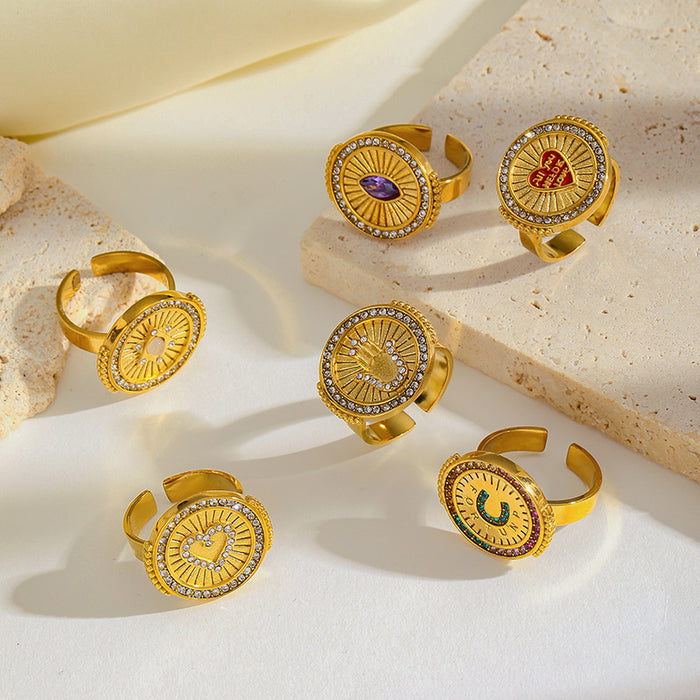 Wholesale Electroplating stainless steel ring, niche, high-end, light luxury, non fading, open mouth ring