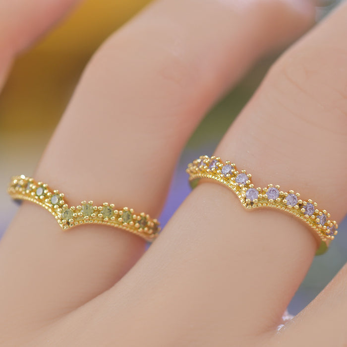 Wholesale Light Luxury Original Design Zircon Purple Zircon Ring Set with Adjustable Opening