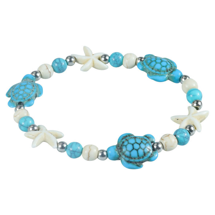 Wholesale summer starfish shell turquoise turtle ocean bracelet