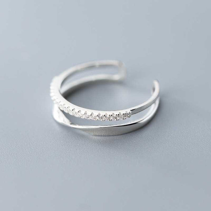 Wholesale Pure silver double-layer open ring, women's niche design, fashionable and personalized ring
