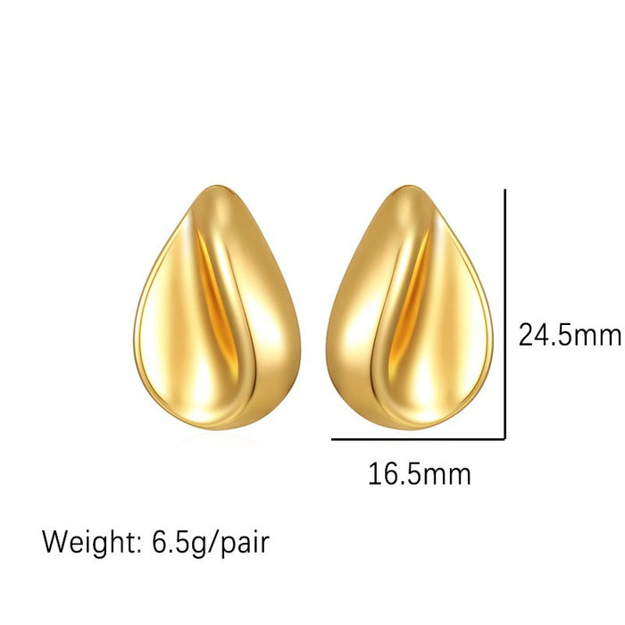 Wholesale Fashionable irregular concave gold water droplet earrings, niche high-end temperament, titanium steel non fading ear accessories