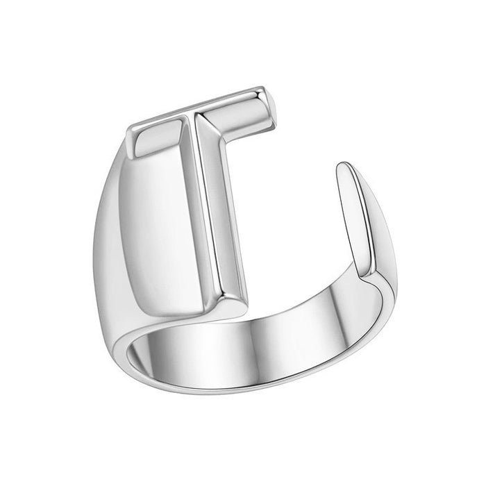 Wholesale 26 letter ring implies courage copper Open silver ring gold big ring for men and women