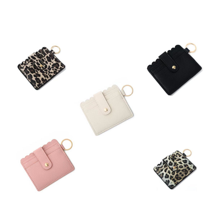 Wholesale Leopard Print Cow Print Plaid PU Leather Card Holder Keychain JDC-KC-HTong001