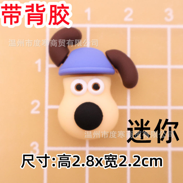 Wholesale 5pcs Cartoon Soft Rubber  Accessories Mobile Phone Shell Patch Hole Shoes Mouthwash Cup Three-dimensional Sticker  Puppy