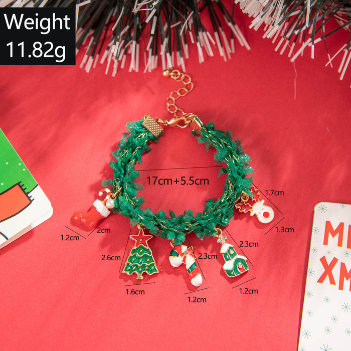 Wholesale Handmade Mixed Material Christmas Bracelet  Tree Bell Design Jewelry Accessory MOQ≥2
