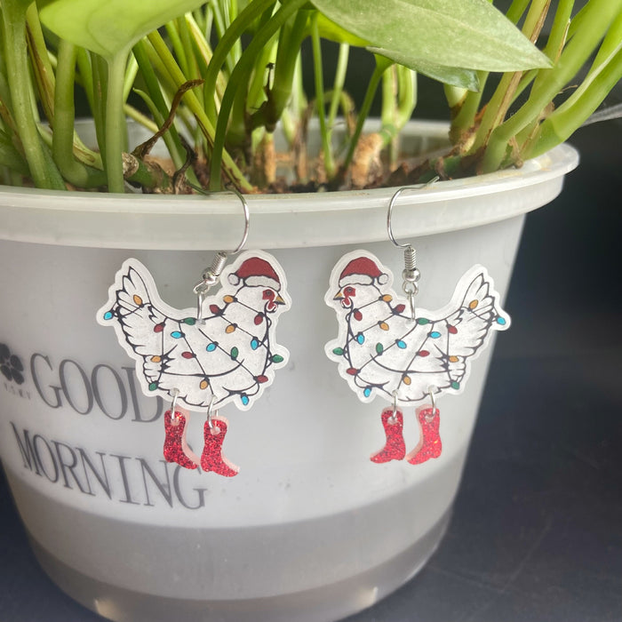 Wholesale Christmas colorful rooster earrings funny animal earrings