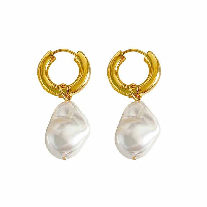 Wholesale Light luxury fashion shaped pearl earrings with retro, niche, high-end feel, ear loops, ear buckles, versatile earrings
