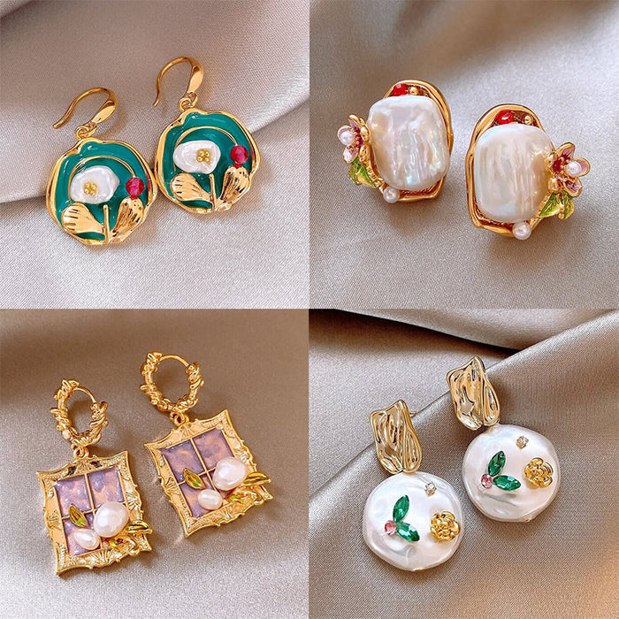 Wholesale Baroque Pearl Earrings Women's 925 Silver Needle