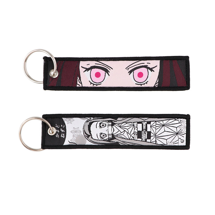 Wholesale Cartoon woven keychain lanyard  access control  ornaments fabric keychain