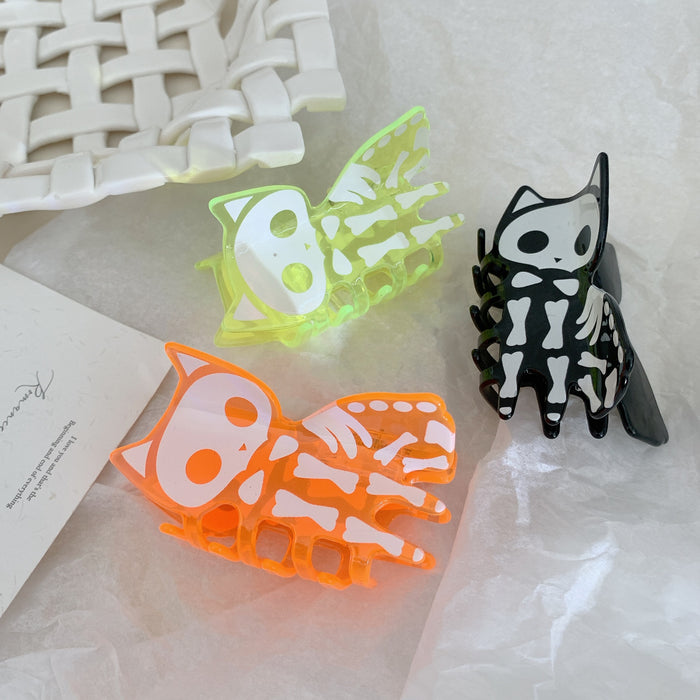 Wholesale Trendy  Cat Skull Acrylic Hair Claw Clip For Party Fashion Accessory