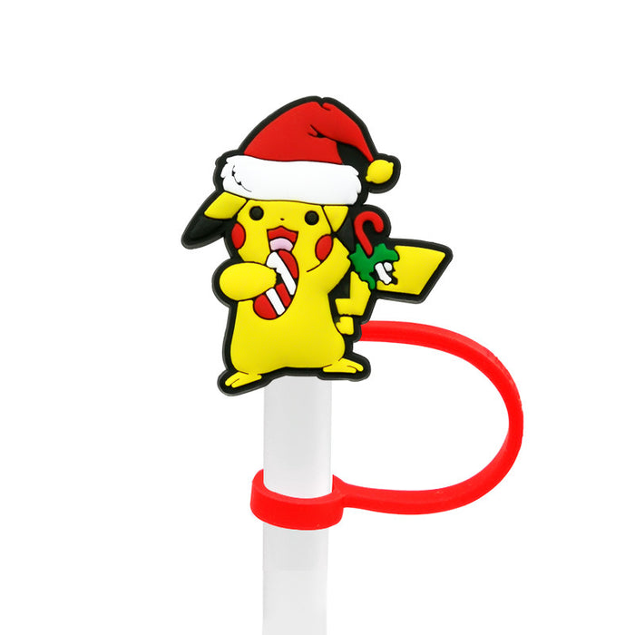 Wholesale Cartoon style straw cover, straw cap, silicone dust stopper, cute anime party straw decoration