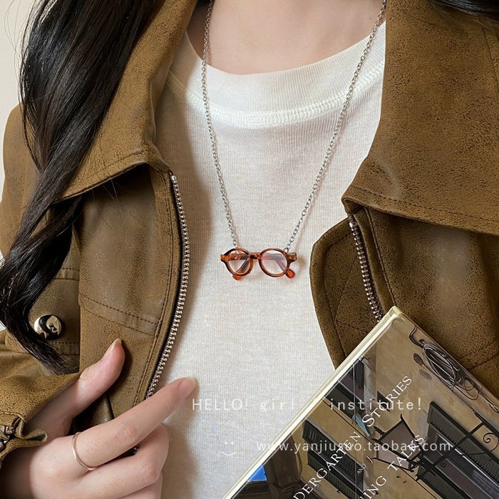 Wholesale Mini glasses versatile sweatshirt necklace women's simple accessories autumn and winter halterneck decorative sweater chain