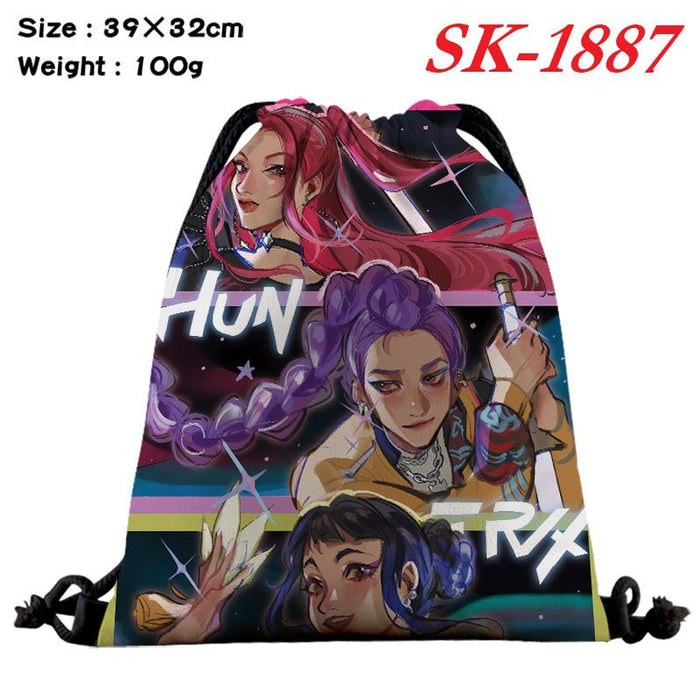Wholesale Kpop drawstring storage bag with large capacity and full color design also functions as a shopping bag